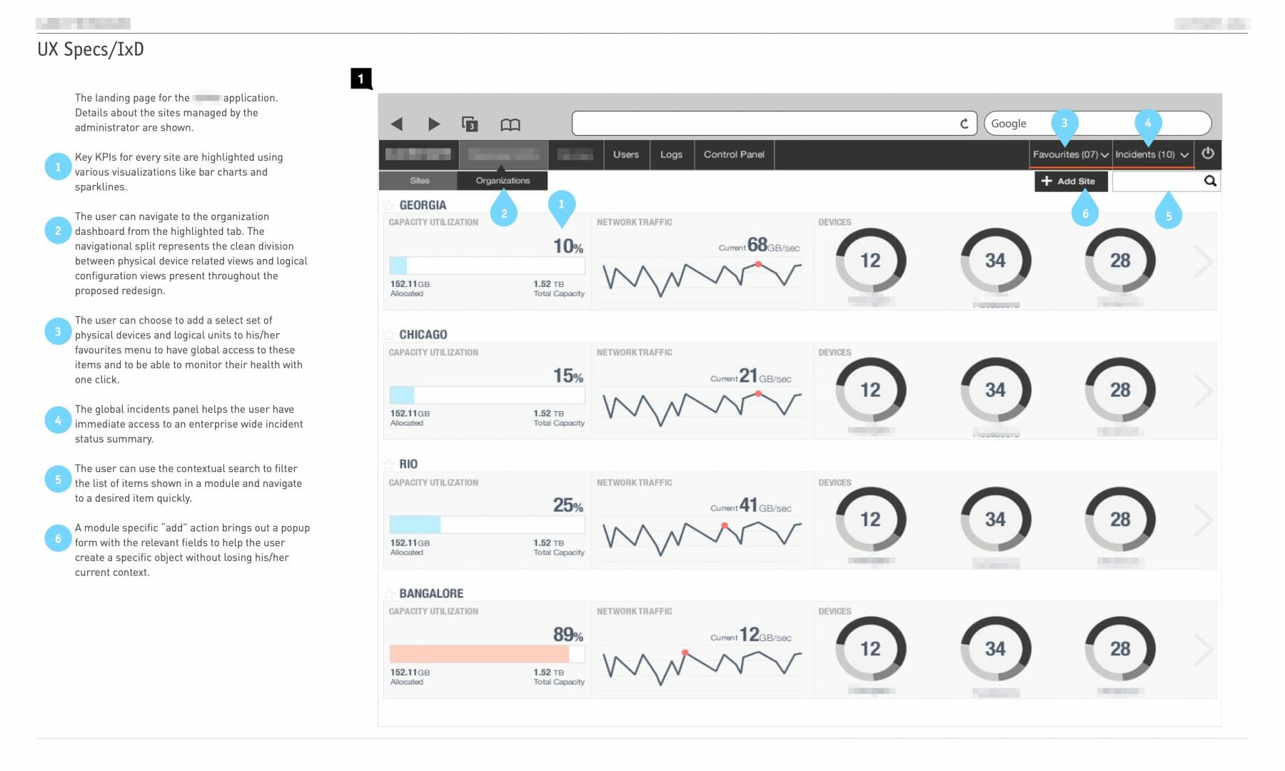 Enterprise Storage UX Specs Sample Page